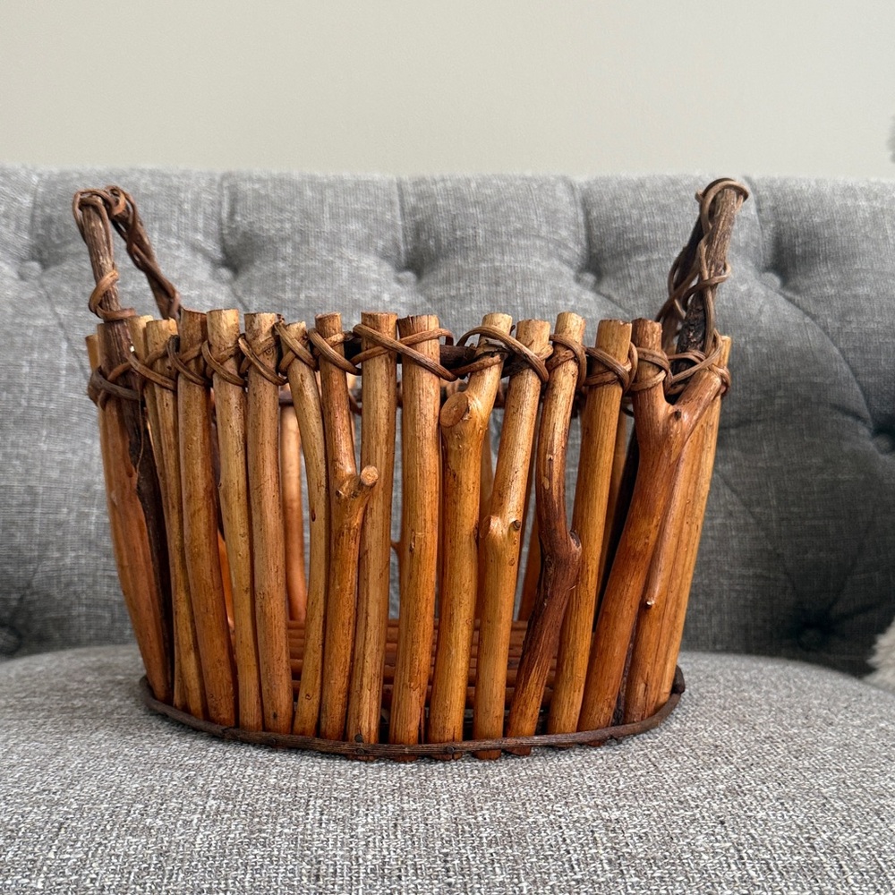 Rustic Wooden Twig Basket